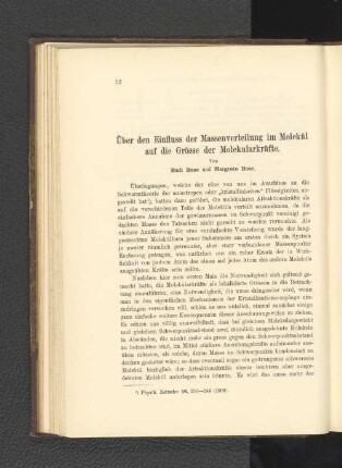 Über den Einfluss der Massenverteilung im Molekül auf die Grösse der Molekularkräfte.