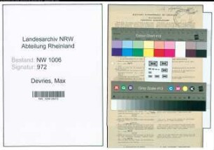 Entnazifizierung Max Devries , geb. 03.02.1890 (Viehhaendler)