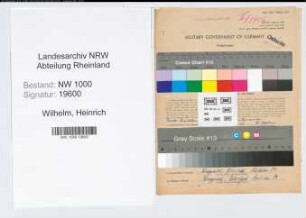 Entnazifizierung Heinrich Wilhelm, geb. 02.09.1902 (Schornsteinfeger)