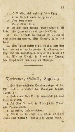 21. Vertrauen, Geduld, Ergebung