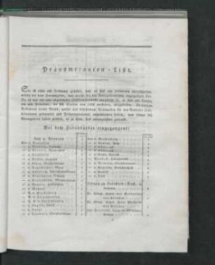 Pränumeranten-Liste