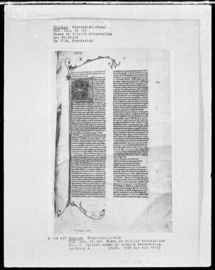 Summa de titulis decretalium aus Kloster Kaisheim — Initiale A, Folio 2 recto