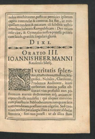 Oratio III. Ioannis Heermanni