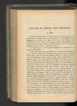 Notiz über die Adhäsion beim Gefrierpunkte.