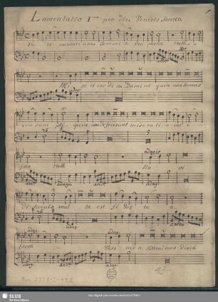 Lamentations. Excerpts - Mus.2358-D-49,2 : V (3), bc; ZWV Z 54