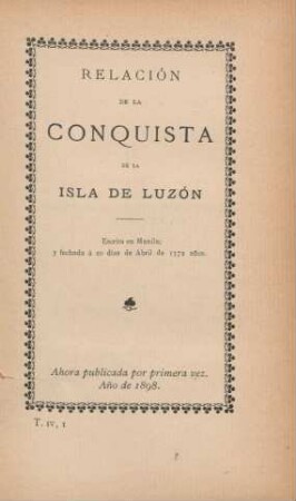 Relacion de la Conquista de la Isla de Luzon