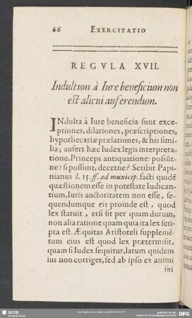 Regula XVII. Indultum a Iure beneficium non est alicui auferendum