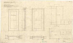 Fischer, Theodor; Bad Tölz (Bayern); Gewerbehalle - Kellertüren (Grundrisse, Ansichten, Schnitt, Details)