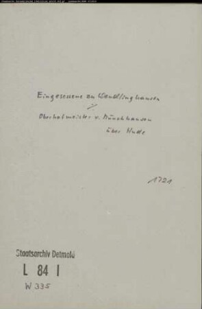 Wendlinghausen, Eingesessene zu gegen Oberhofmeister von Münchhausen - Hude