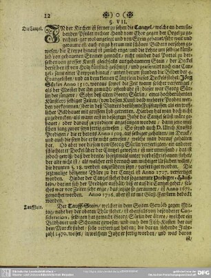 §. VII. Die Canzel