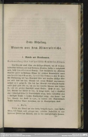 Dritte Abtheilung. Waaren aus dem Mineralreiche