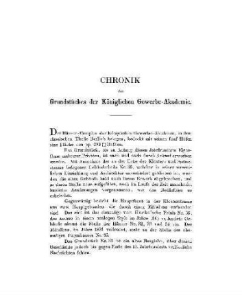 Chronik des Grundstückes der Königlichen Gewerbe-Akademie