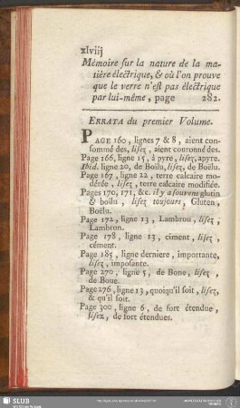 Errata du premier Volume