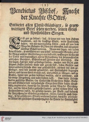 Benedictus Bischof, Knecht der Knechte Gottes
