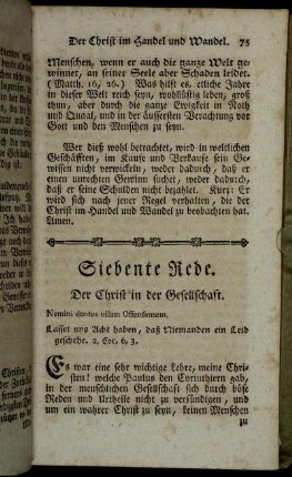 Siebente Rede. Der Christ in der Gesellschaft.