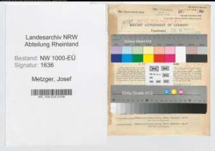 Entnazifizierung Josef Metzger, geb. 07.06.1903 (Angest.)