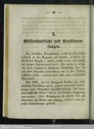 5. Wissenschaftliche und Kunstsammlungen