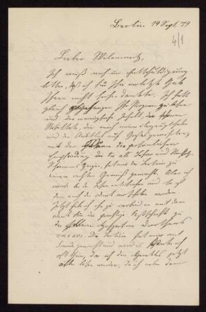 Nr. 3: Brief von Eugen Bormann an Ulrich von Wilamowitz-Moellendorff, Berlin, 19.9.1879