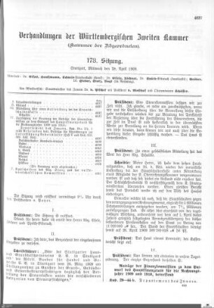 173. Sitzung, Stuttgart, 28.4.1909
