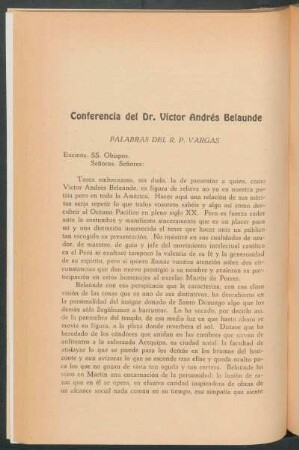 Conferencia del Dr. Víctor Andrés Belaúnde