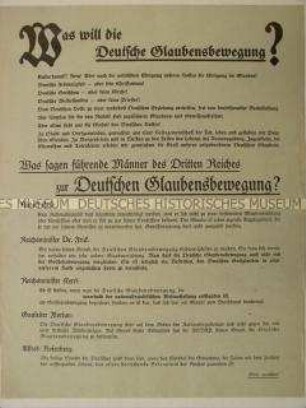 Propagandaflugblatt der Deutschen Glaubensbewegung mit dem Aufruf zu einer Versammlung