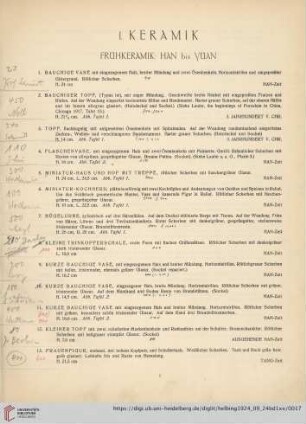 I. Keramik (Nr. 1-193)