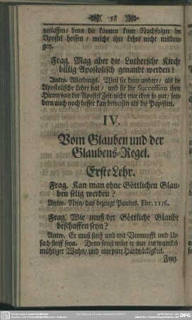 IV. Vom Glauben und der Glaubens-Regel