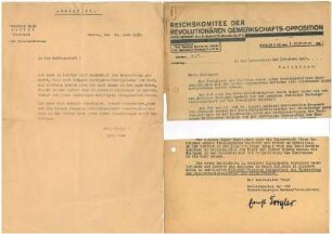 Rundschreiben des Reichskomitees der RGO an die Betriebsräte der Banken und Aufforderung des "Betriebsführers" der Dresdner Bank Carl Lüer zur Betätigung in der NSDAP