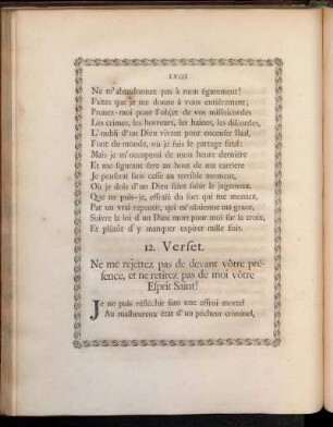 12. Verset. Ne me rejettez pas de devant vôtre présence, et ne retirez pas de moi vôtre Esprit Saint!