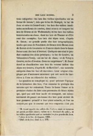 De l'origine des lacs Suisses