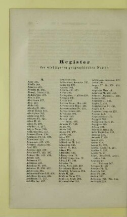 Register der wichtigeren geographischen Namen