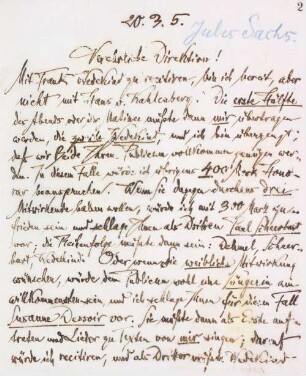 Brief an Jules Sachs Konzertdirektion