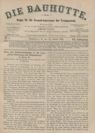 No 5. Frankfurt a. M., den 31. Januar 1920. 63. Jahrgang.