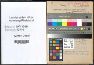 Entnazifizierung Josef Welter , geb. 22.05.1901 (Lehrer)