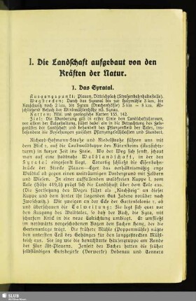 I. Die Landschaft aufgebaut von den Kräften der Natur