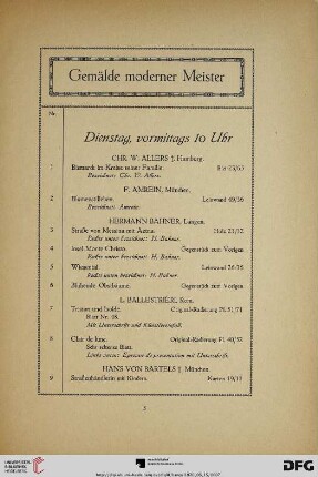 Dienstag, vormittags 10 Uhr (Nr. 1-131)