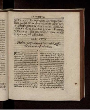 Cap. XXXIV. Multos falsam morbi attoniti differentiam exhibuisse ostenditur