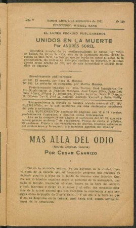 1921005199: Más allá del odio : (novela original inédita)