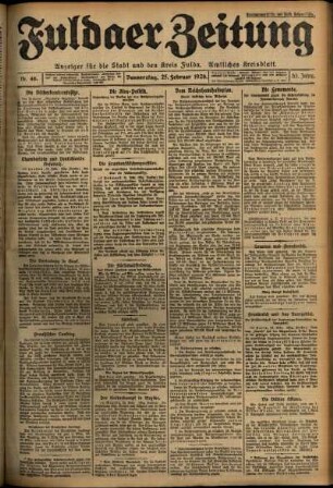 Erste Ausgabe vom Donnerstag, den 25. Februar 1926.