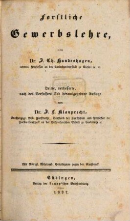 Encyclopedie der Forstwirthschaft. Abth. 2, Forstliche Gewerbslehre