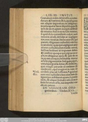 De Verborum Obligationibus. Titulus. XVI.