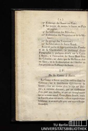 §I. De la Canne à Sucre.