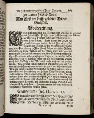 Am Fest der hoch-gelobten Drey-Einigkeit.