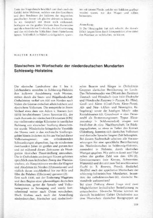 Slavisches im Wortschatz der niederdeutschen Mundarten Schleswig-Holsteins.