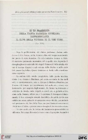 13: Di un frammento della pianta marmorea severiana rappresentante il clivo della vittoria ed il vico tusco