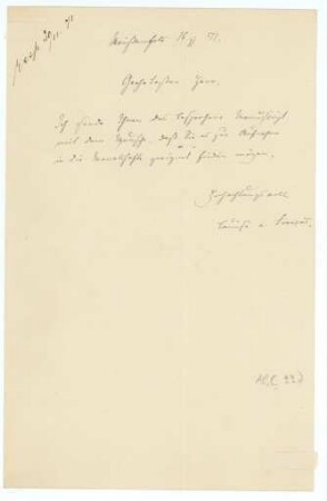 Korrespondenz von Louise von François an Unbekannt