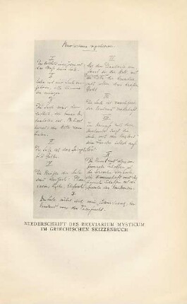 Niederschrift des Breviarium Mysticum im Griechischem Skizzenbuch