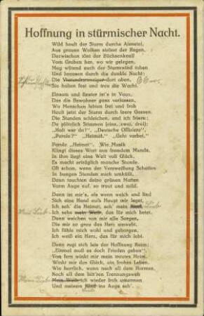 Hoffnung in stürmischer Nacht.
