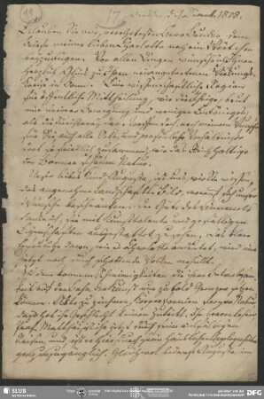 Eigenh. Brief von Ludwig Emanuel Ernst an August Wilhelm von Schlegel, Dresden, 01.12.1818