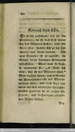 Gebrauch beym Essen